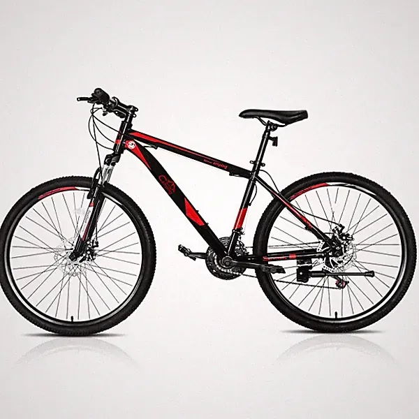 26" Mountain Bike 21-Speed, Double Disc Brake, Suspension Fork Steel Frame Red