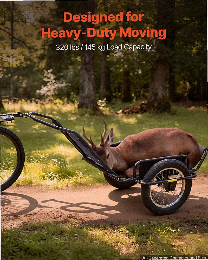 320LB Bike Cargo Trailer Heavy Duty Bicycle Game Cart 16" Wheels Foldable