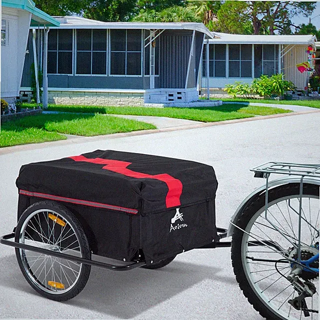 Bicycle Cargo Trailer, Two-Wheel Bike Luggage Wagon Trailer with Removable Cover