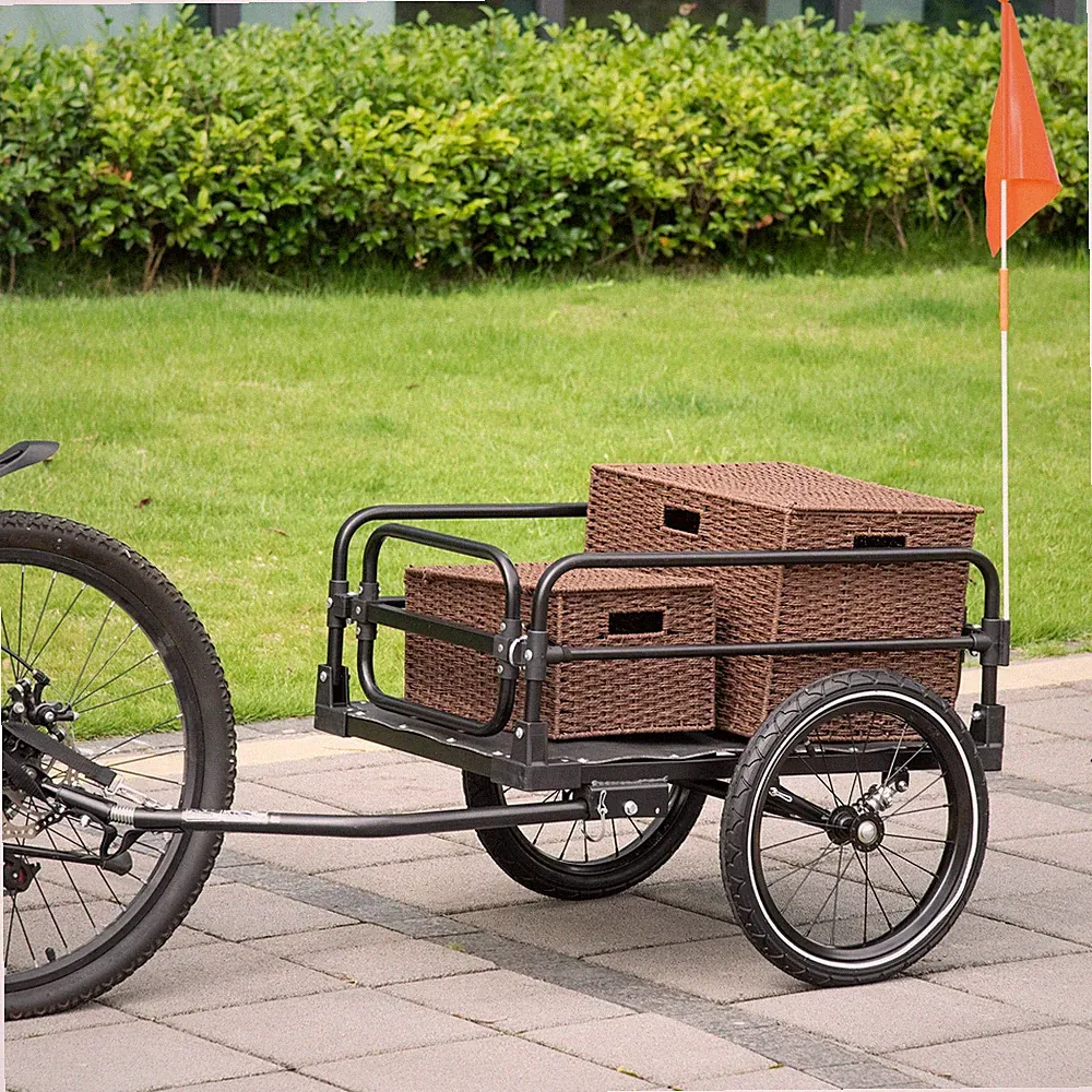 Bike Cargo Trailer Bike Wagon Bicycle Trailer with Suspension, 16'' Big Wheels