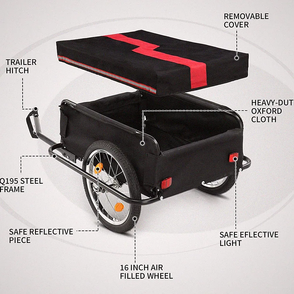 Bike Cargo Trailer Foldable Bicycle Cart Wagon Trailer with Waterproof Cover