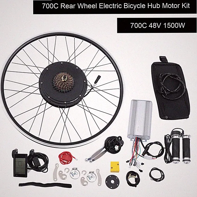 Ebike 48V 1500W Waterproof Conversion kit Rear Motor Wheel 700C LCD Display
