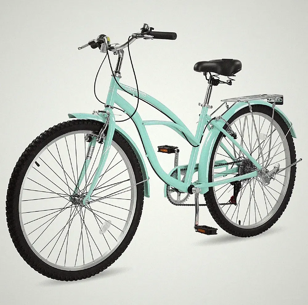 Ktaxon 26 Beach Cruiser Bike 7-Speed Commuter Bicycle with Rear Rack for Mens