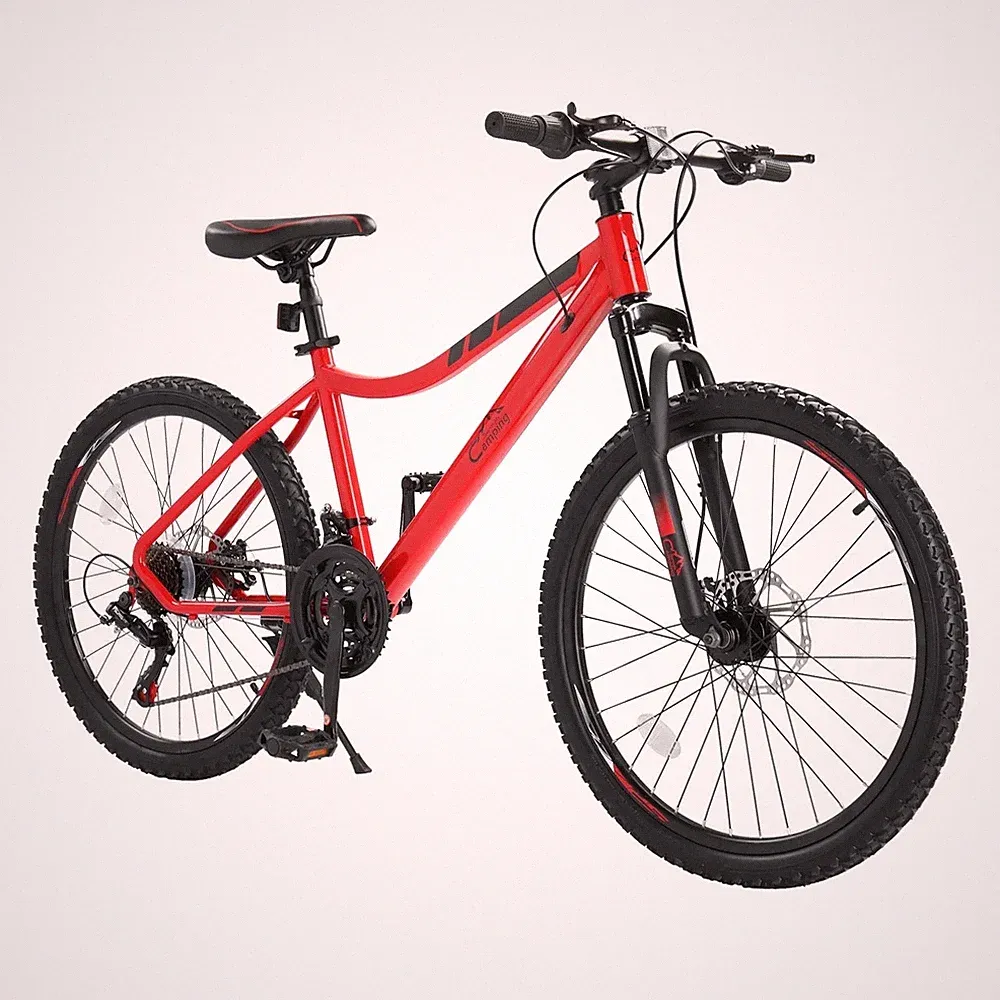 Ktaxon A1519G40000548 24" Mountain Bike with Shimano 21 Speed, Disc Brakes, Red