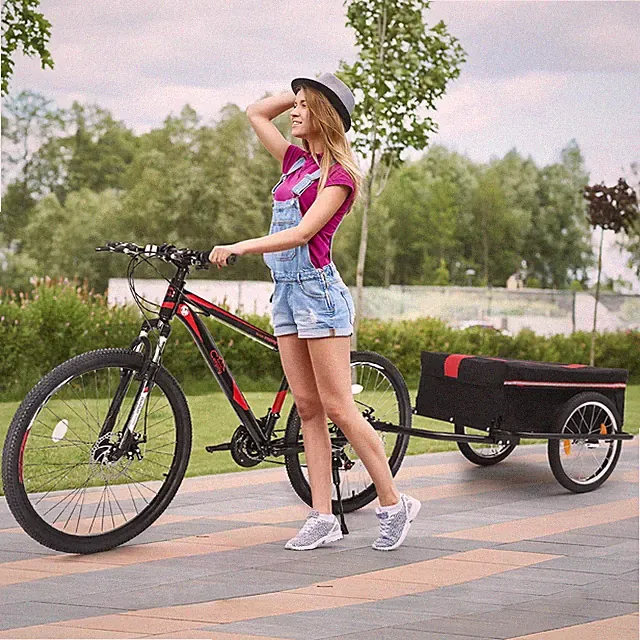 Ktaxon Bike Cargo Trailer with Cover 16in Wheels Folding Wagon Red